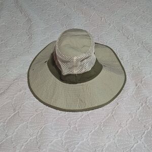 3/$10 Cream and Green Wide-Brimmed Outdoor Hat